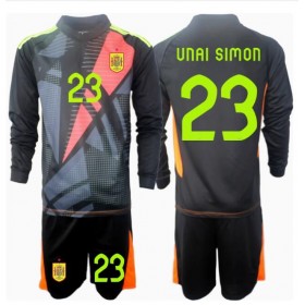 Dětské fotbalový komplet Španělsko Unai Simon #23 Brankář Venkovní košile ME 2024 Dlouhým Rukávem